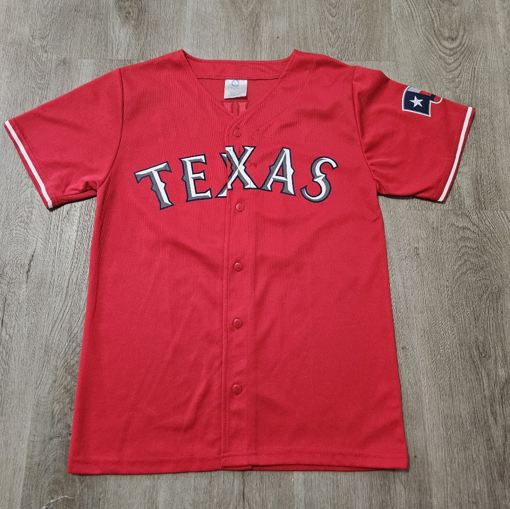 Youth Large Texas Rangers #10 Michael Young Jersey-B